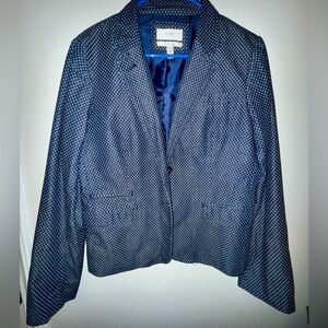J. Crew Blue and White Polka Dot Blazer